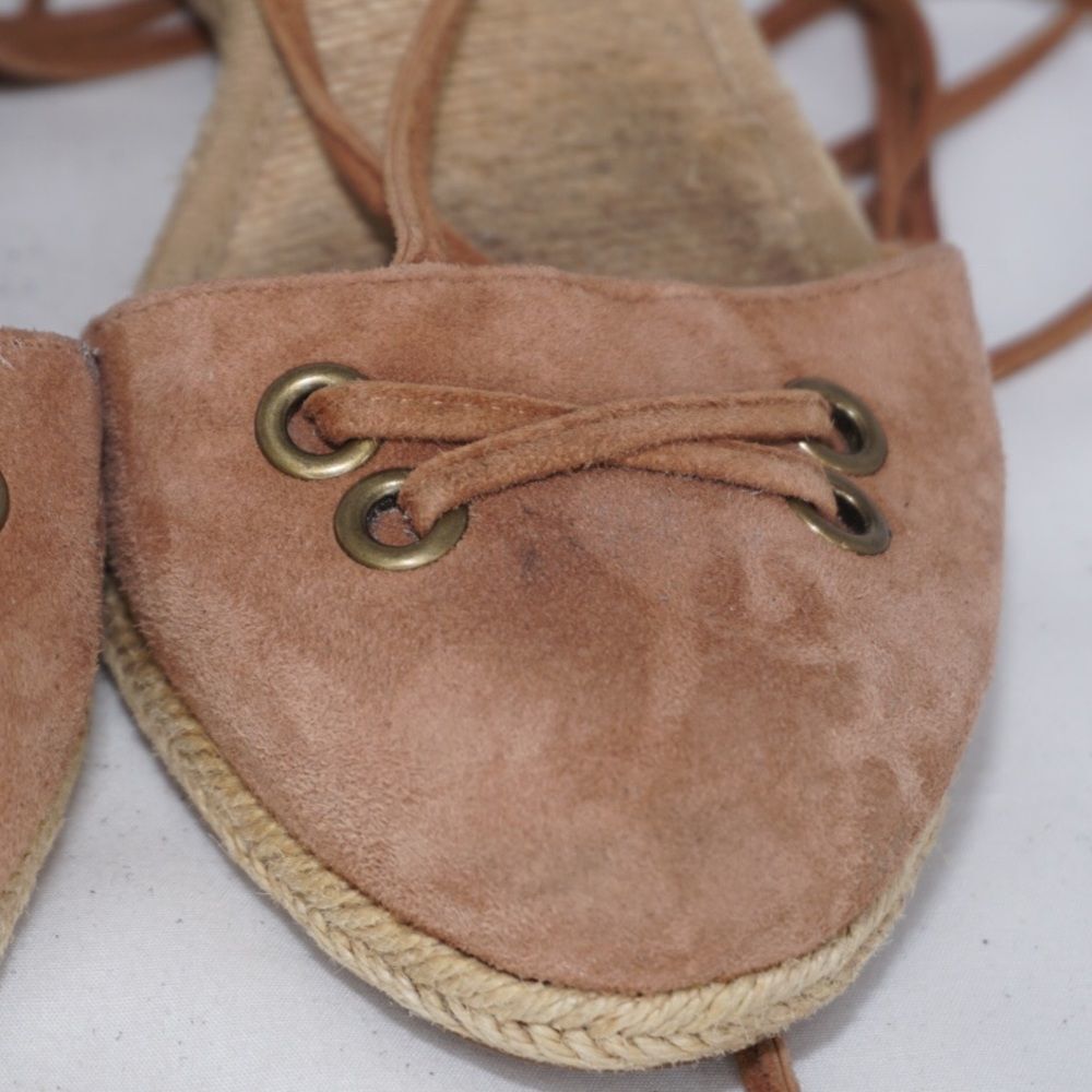 Lucky BrandĀ Keller Suede Espadrille Lace-Up Wedges, Sizeā7 - Picture 3 of 11